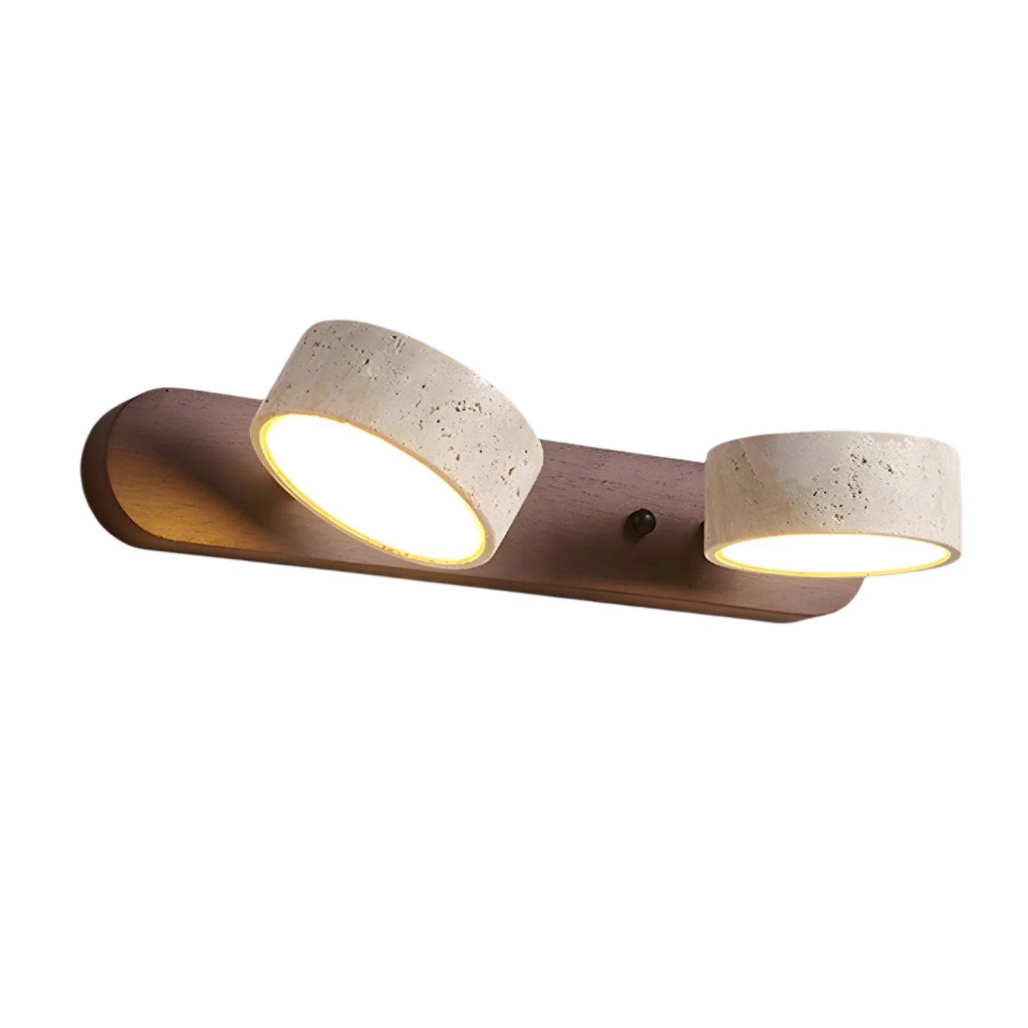 Applique Murale Duo en Travertin – Élégante Lampe Murale en Pierre Naturelle et Bois LED