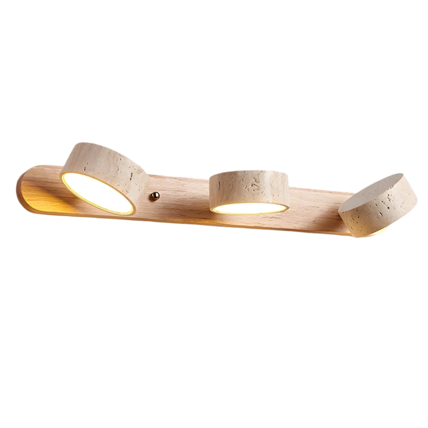 Applique Murale Duo en Travertin – Élégante Lampe Murale en Pierre Naturelle et Bois LED
