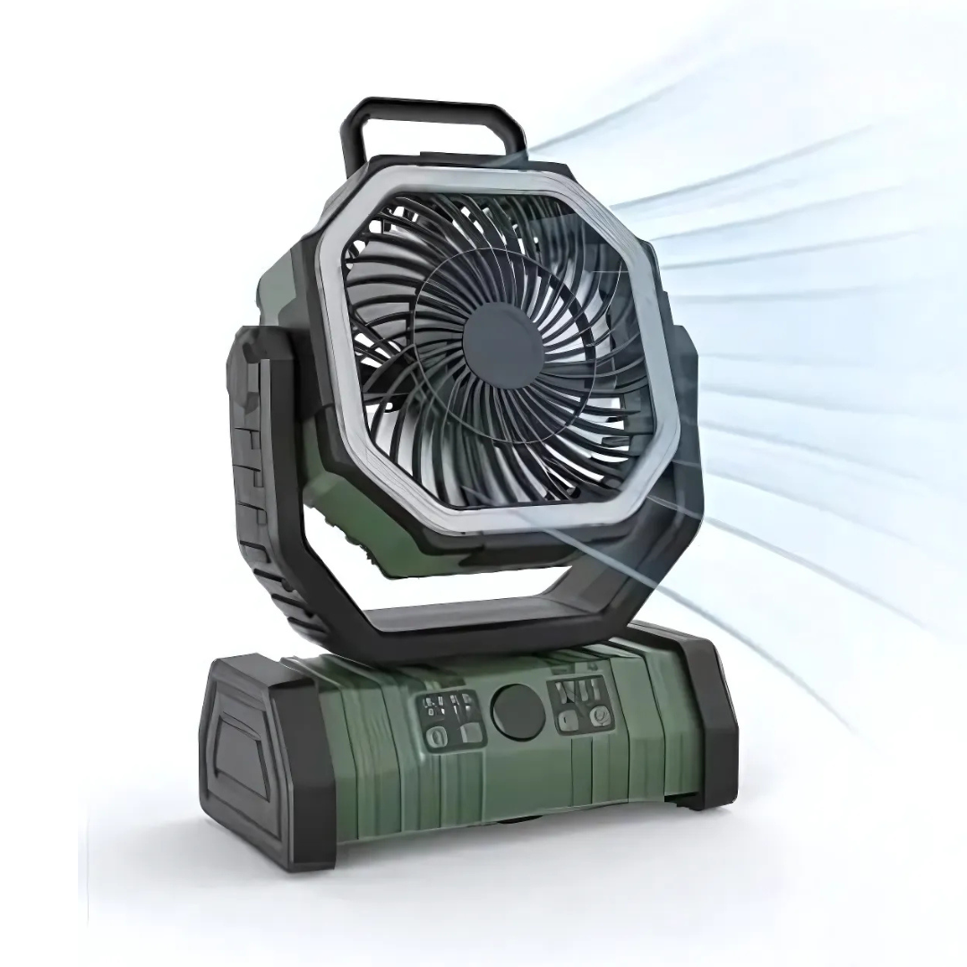 Ventilateur de Camping - 3-en-1 - LED - Sans Fil
