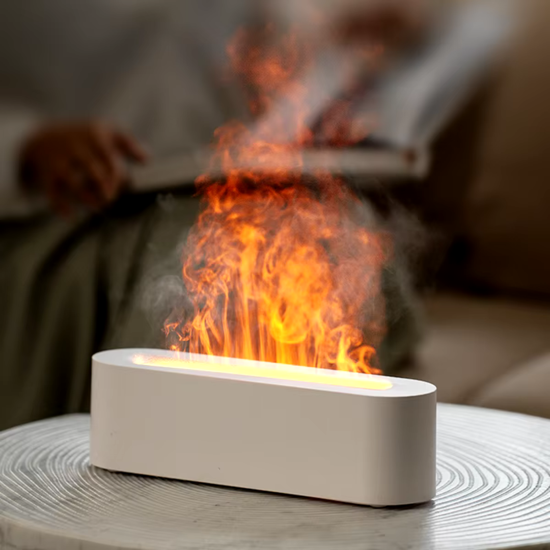 AuraFlame | Profitez d'une atmosphère relaxante grâce à un effet de flamme et à un parfum apaisants
