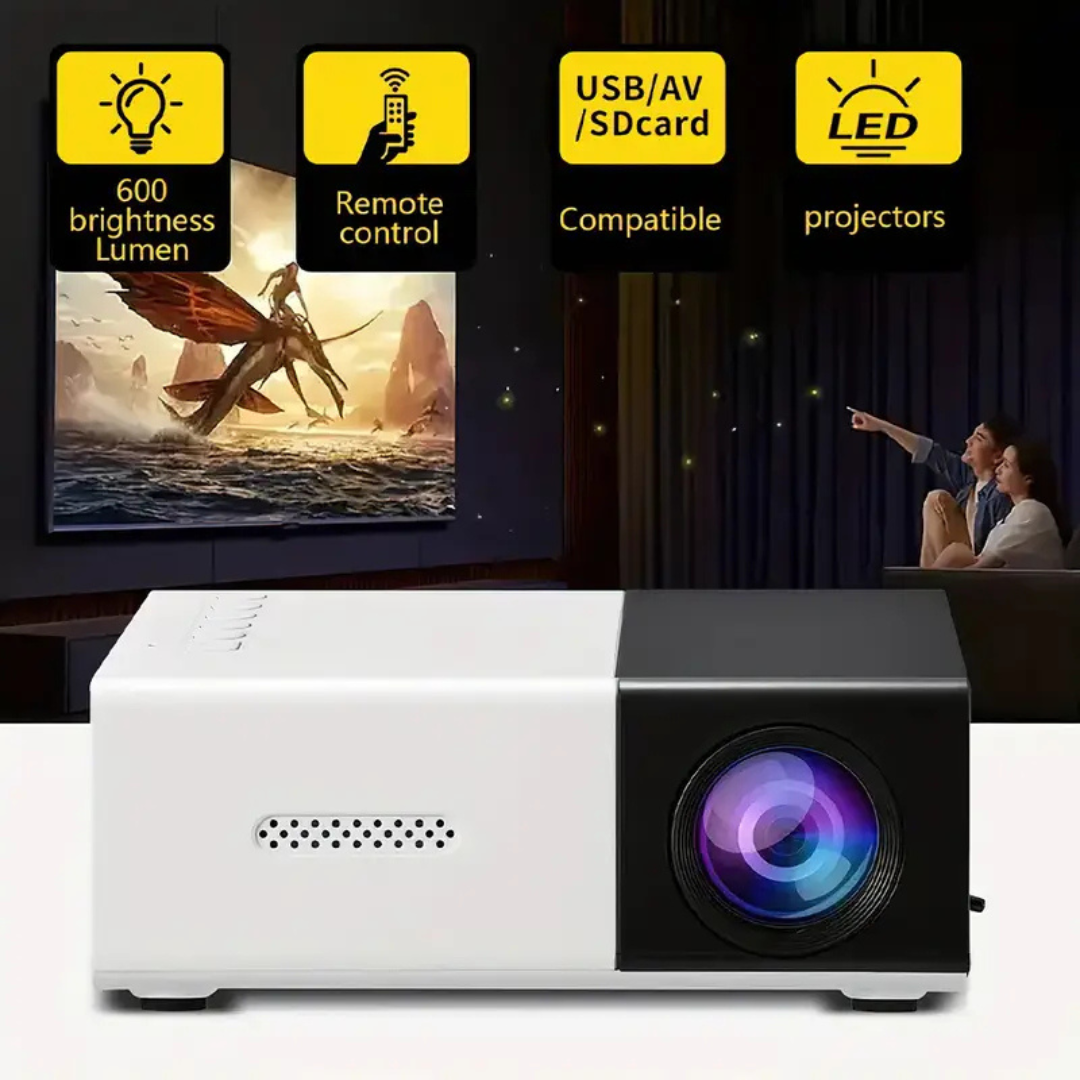 Mini projecteur HD LuxeVision YG300 | Projecteur 3D portable, parfait pour le camping et le home cinéma
