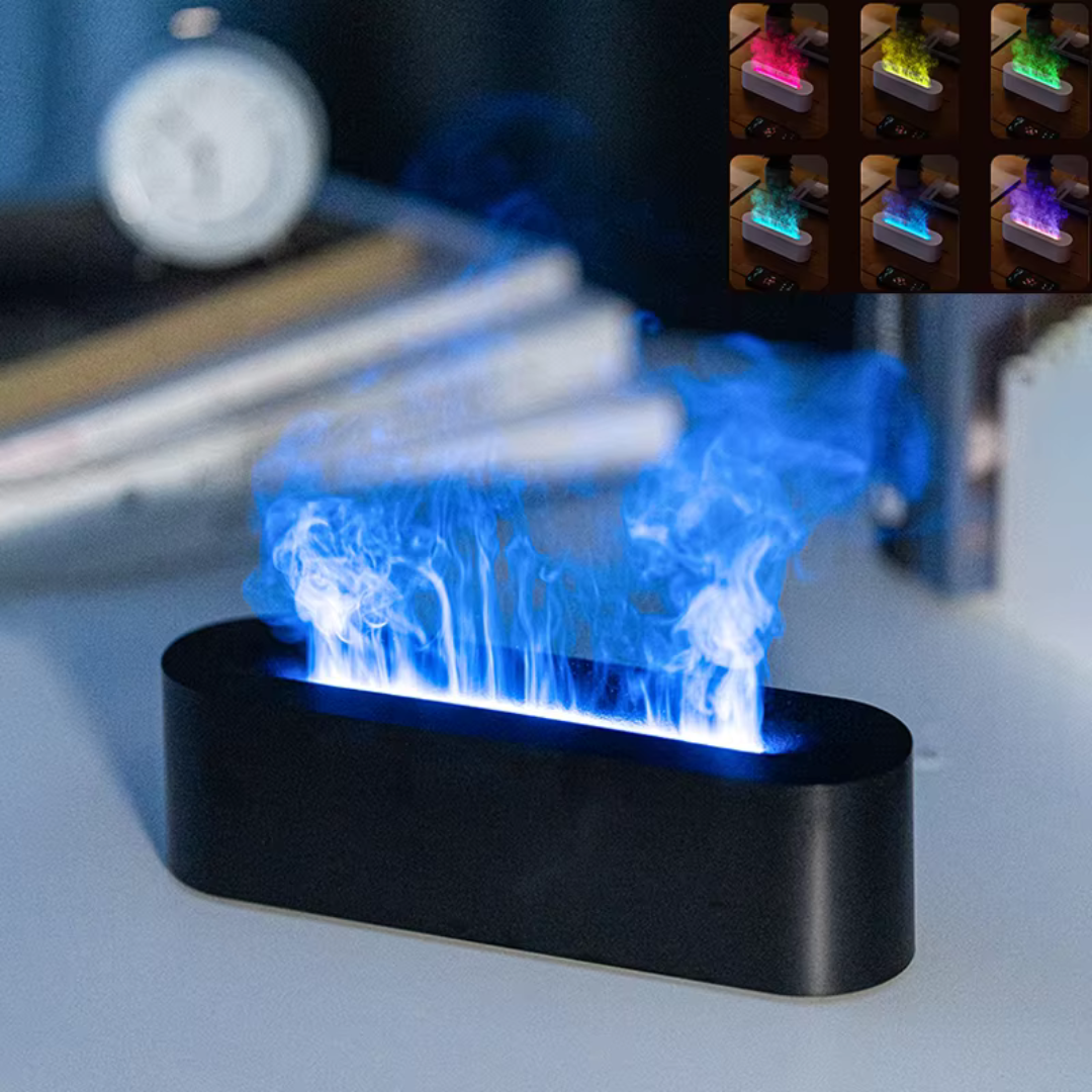 AuraFlame | Profitez d'une atmosphère relaxante grâce à un effet de flamme et à un parfum apaisants