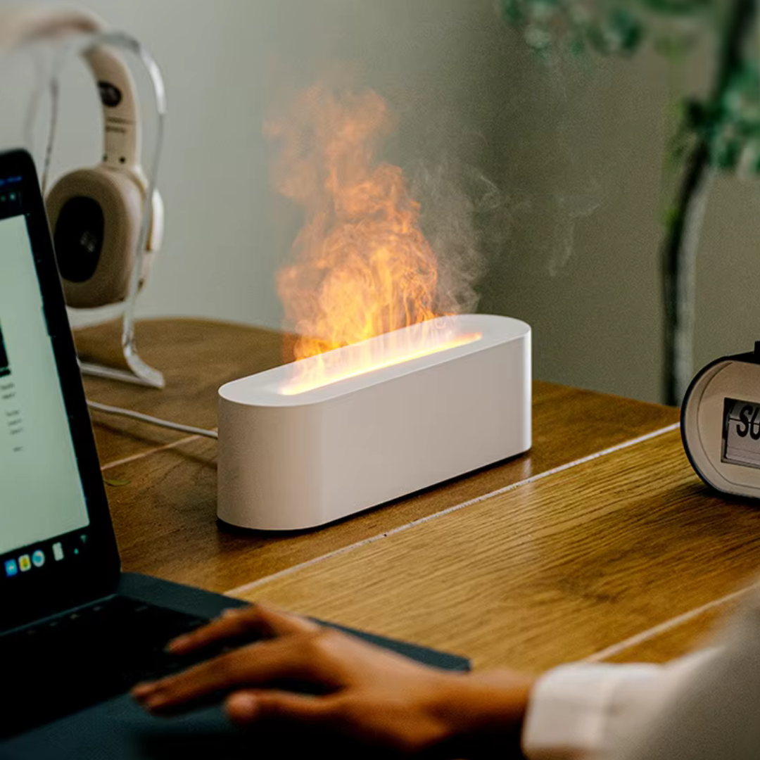 AuraFlame | Profitez d'une atmosphère relaxante grâce à un effet de flamme et à un parfum apaisants