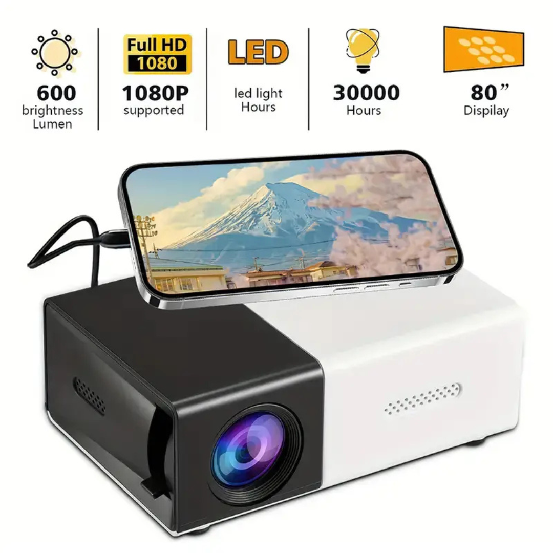 Mini projecteur HD LuxeVision YG300 | Projecteur 3D portable, parfait pour le camping et le home cinéma