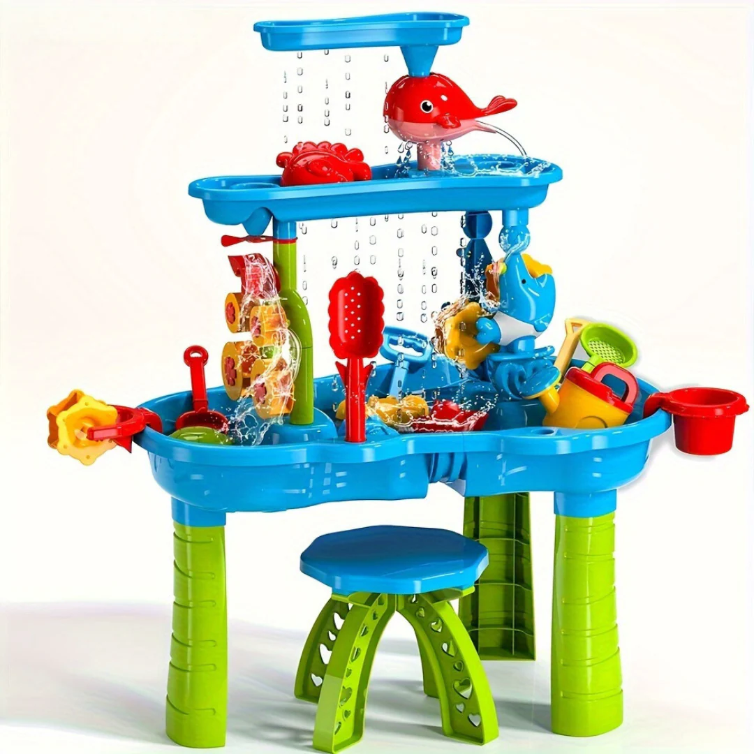 SplashTower - Table à sable et à eau à 3 niveaux pour enfants