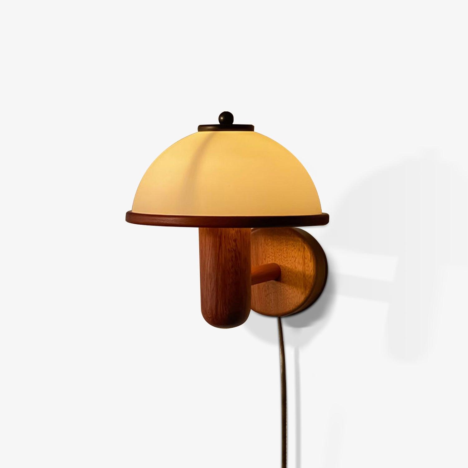 Applique Murale en Bois Champignon – Finition Chêne Élégante avec Douce Lumière LED