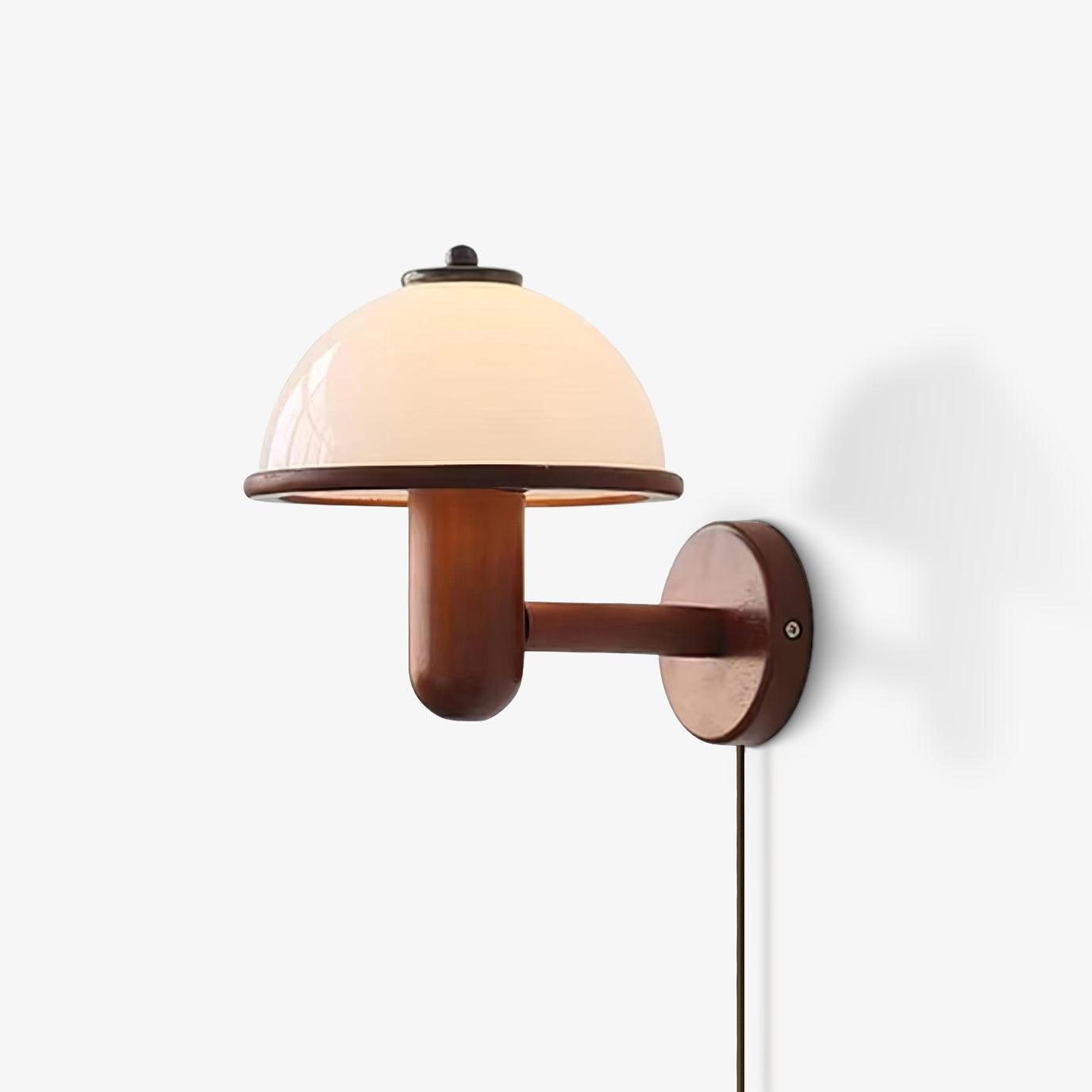 Applique Murale en Bois Champignon – Finition Chêne Élégante avec Douce Lumière LED