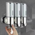 Distributeur de savon mural | Ensemble de distributeurs de liquide vaisselle | Noir, Argent & Transparent | ZeepFlow