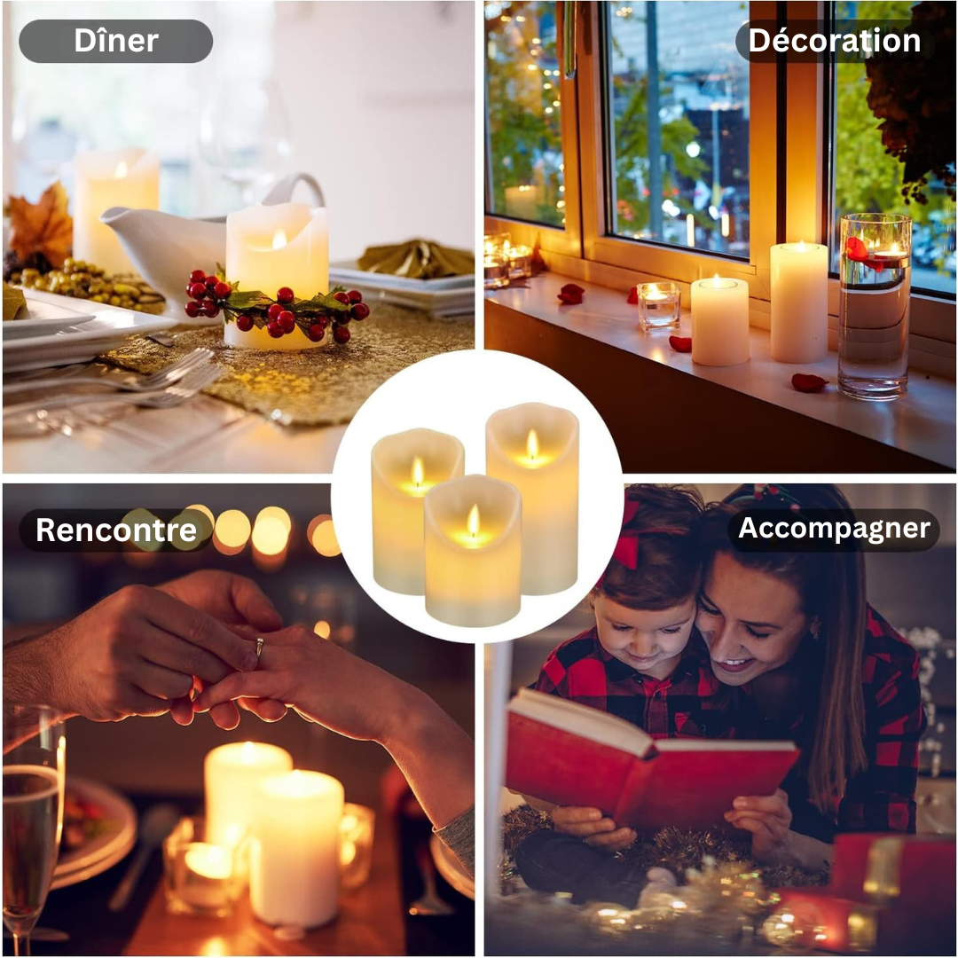 Ensemble de Bougies LED LuxeGlow | Bougies élégantes télécommandées avec minuterie d'arrêt automatique pour une ambiance sereine