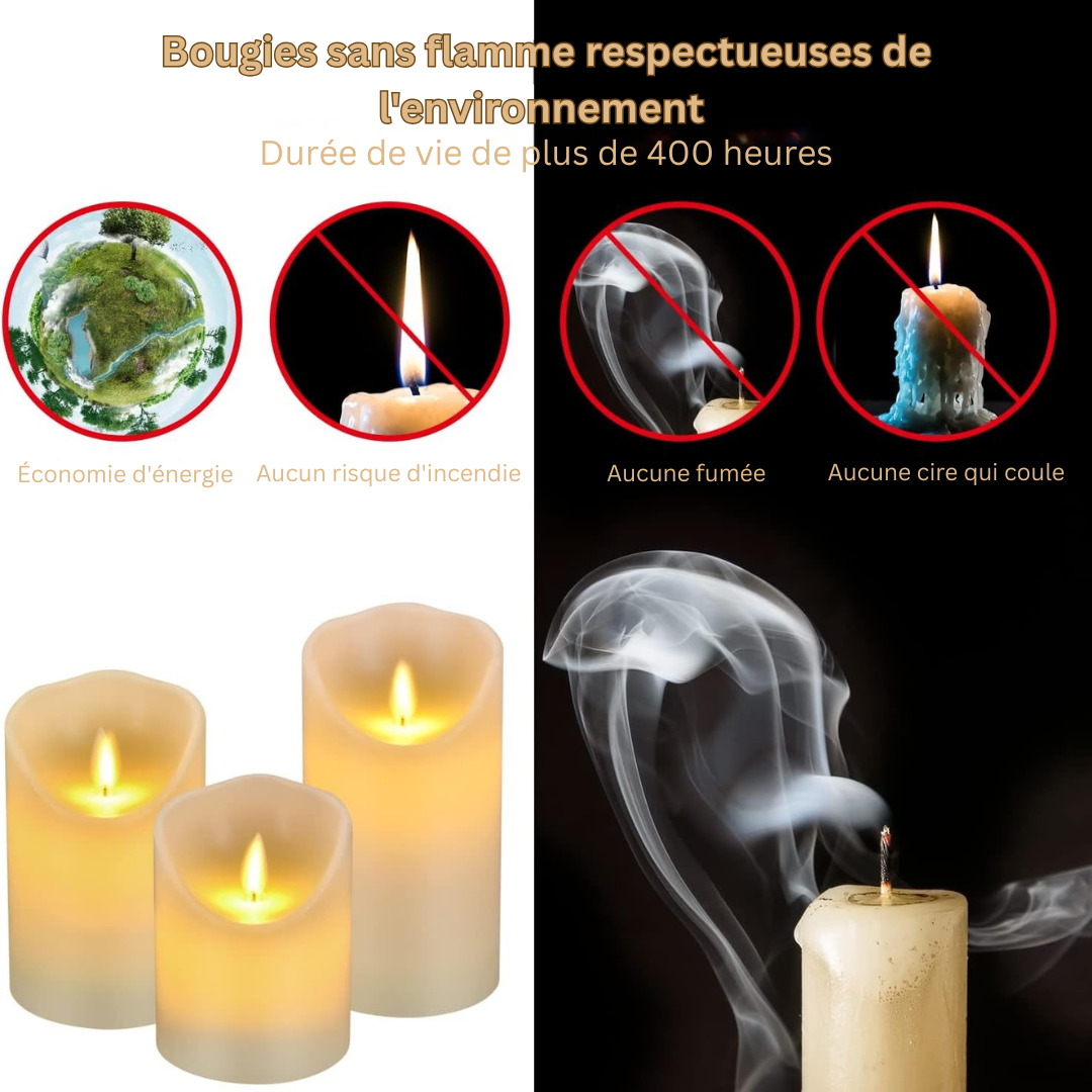 Ensemble de Bougies LED LuxeGlow | Bougies élégantes télécommandées avec minuterie d'arrêt automatique pour une ambiance sereine