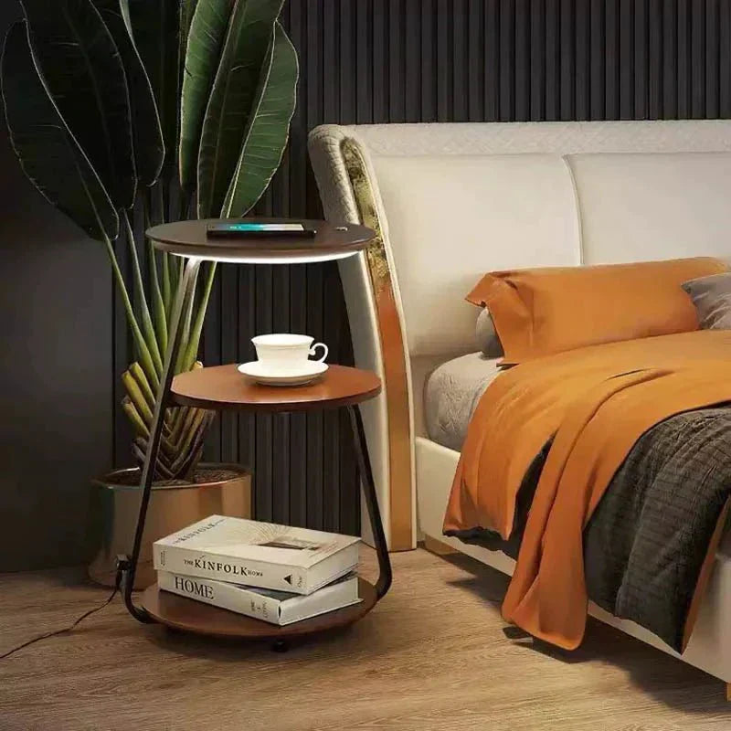 Table d'Appoint Moderne – Cadre en Acier Durable avec Finition en Pierre ou Bois