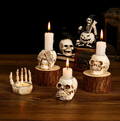 TotenkopfGlühen Skullight 3 pièces Ensemble de bougeoirs en forme de crâne pour Halloween