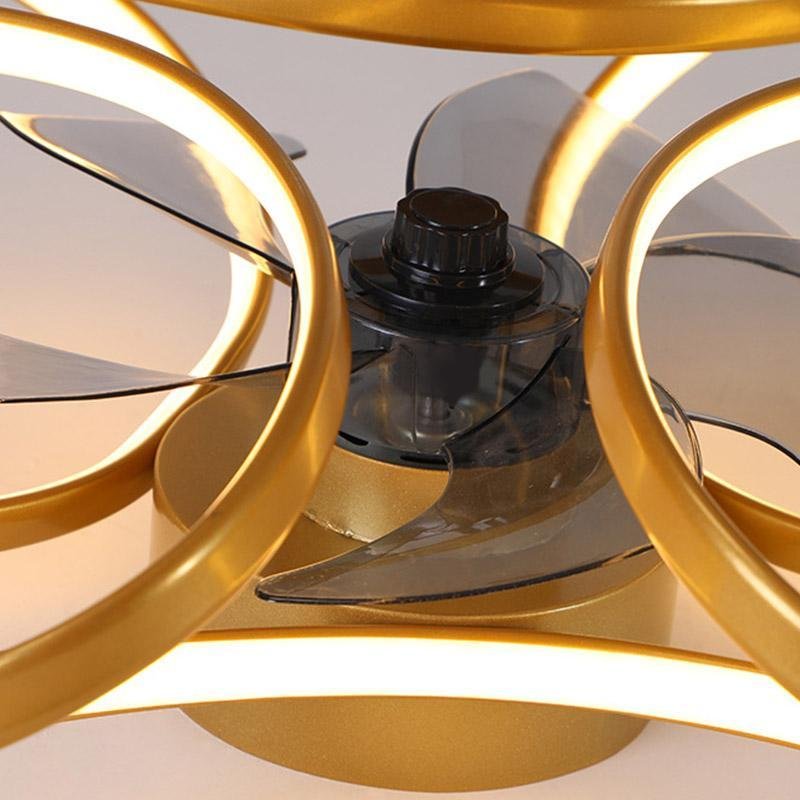 Ventilateur de plafond LED encastré avec télécommande - Design moderne en forme de fleur pour l'éclairage du salon et de la chambre