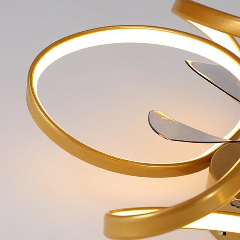 Ventilateur de plafond LED encastré avec télécommande - Design moderne en forme de fleur pour l'éclairage du salon et de la chambre