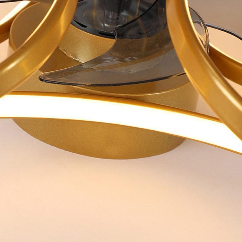 Ventilateur de plafond LED encastré avec télécommande - Design moderne en forme de fleur pour l'éclairage du salon et de la chambre