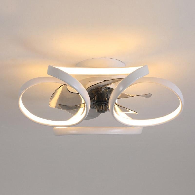 Ventilateur de plafond LED encastré avec télécommande - Design moderne en forme de fleur pour l'éclairage du salon et de la chambre