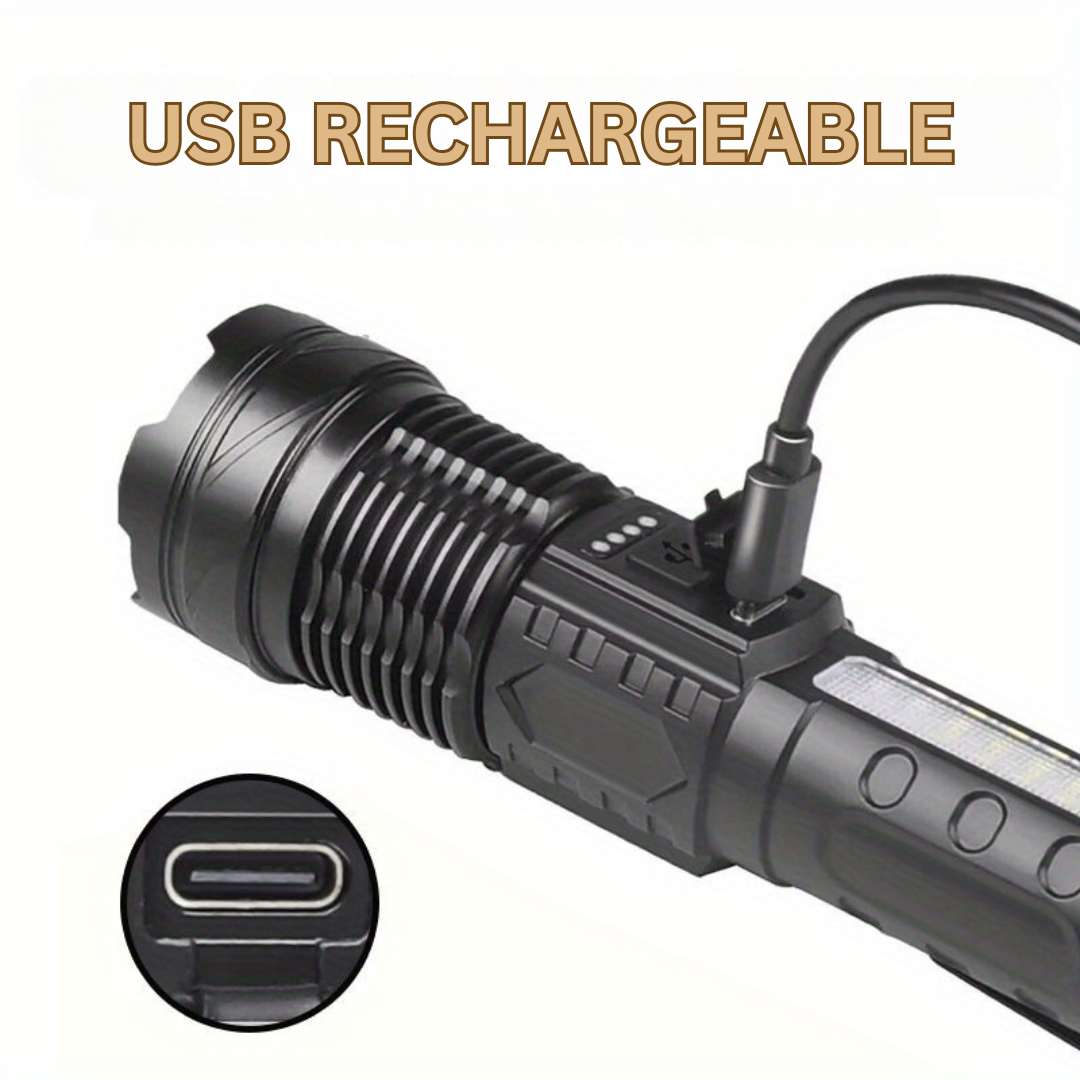 LuxeBeam Elite Lampe de Poche LED Rechargeable USB | Torche portable polyvalente pour le camping, la pêche et les aventures en plein air