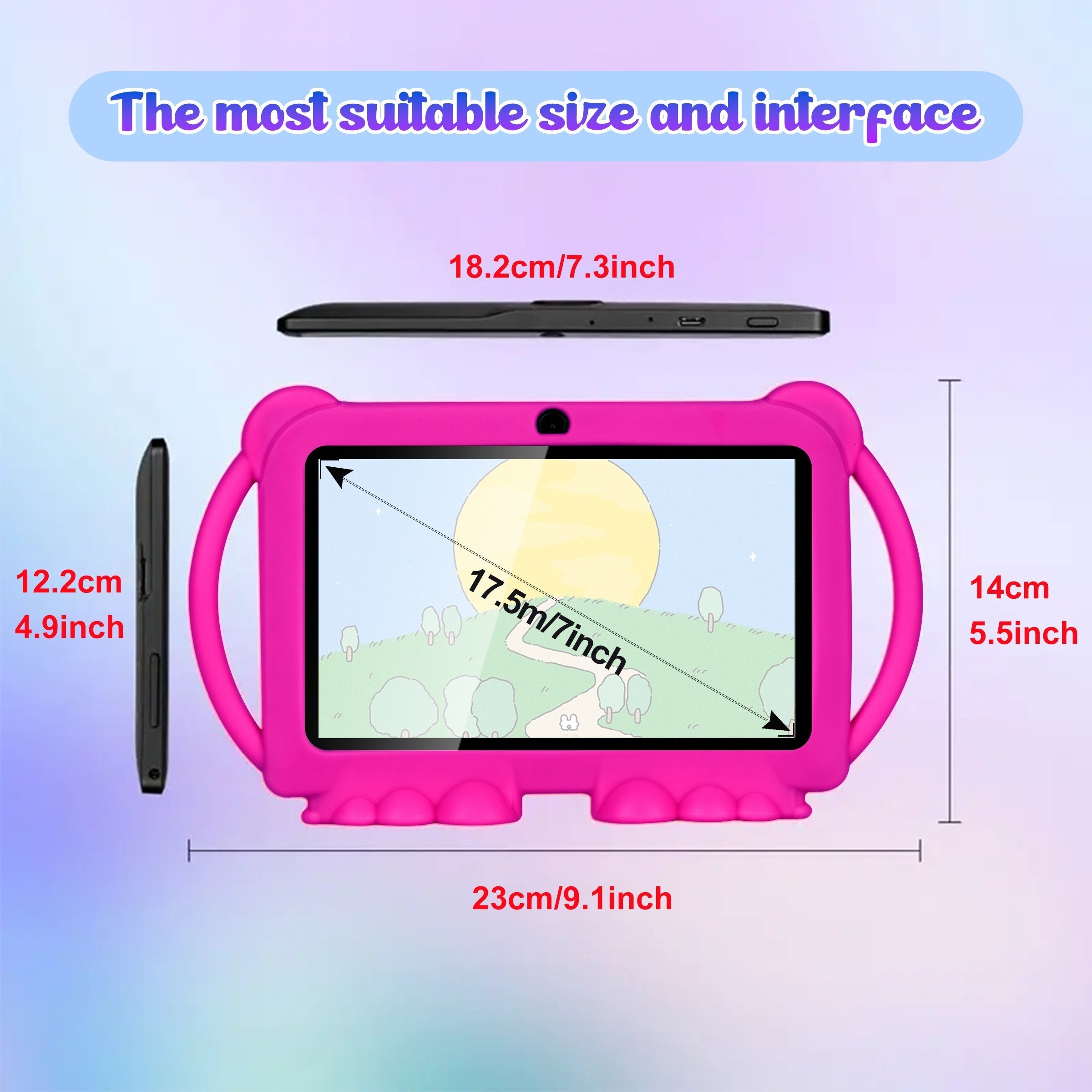 Tablette pour Enfants – Avec Protection Oculaire, Housse Antichoc et Support pour Applications Éducatives