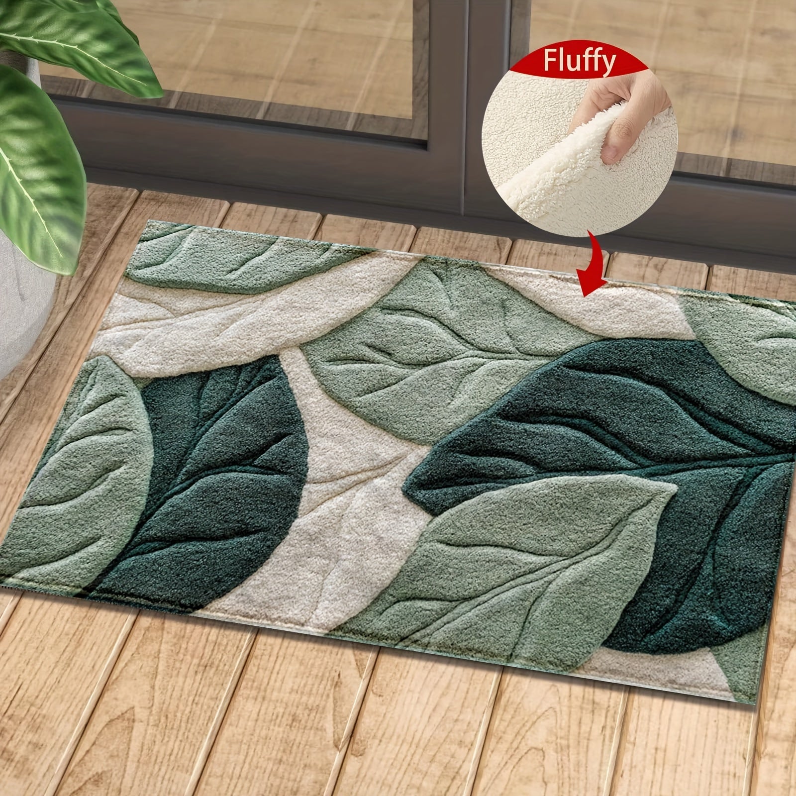 Tapis de Bain Feuilles – Absorbant, Douillet et Confortable pour la Salle de Bain