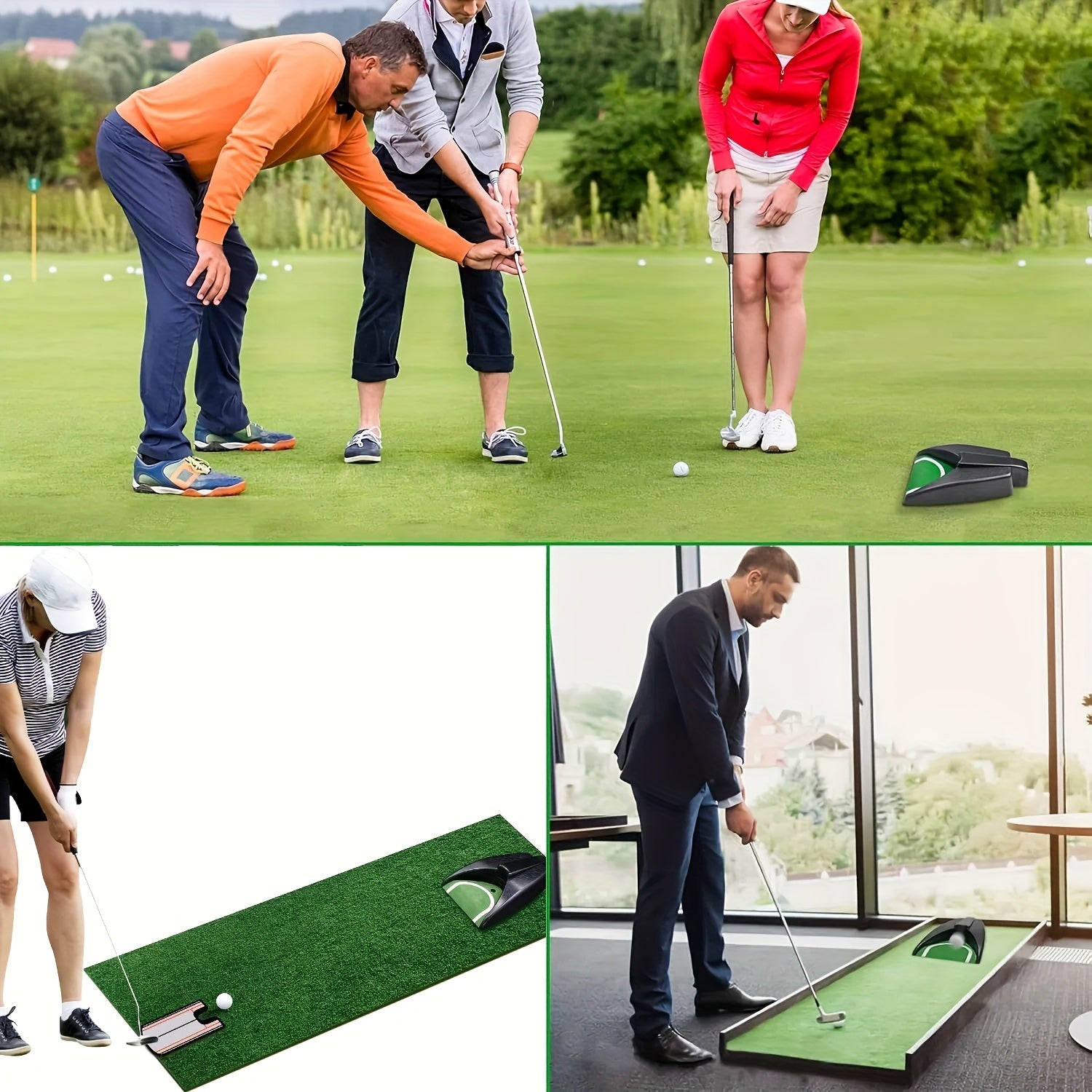 Tapis de Pratique de Putting avec Retour Automatique | Tapis de Putting de Golf | ABS Durable, Améliorez vos Compétences de Putt