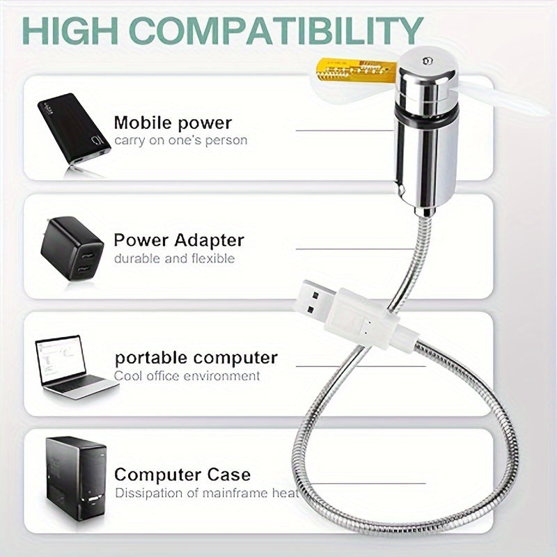 Ventilateur Horloge LED USB Portable avec Affichage de l'Heure