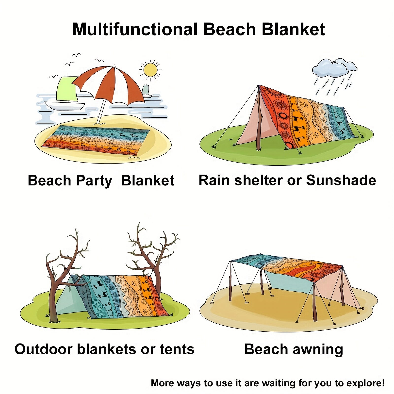 TropiComfort Tapis de Plage Oversized – Spacieux, Durable et Résistant au Sable