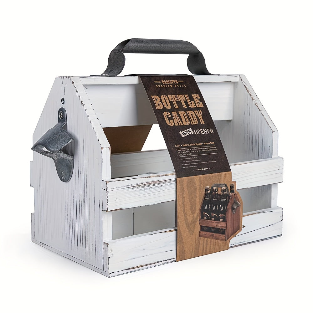 Caddy en Bois pour Bouteilles avec Ouvre-Bouteille - Cadeau Parfait pour la Fête des Pères ou Cadeau d'Affaires