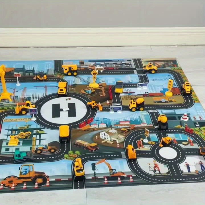 Tapis de Jeu Aventure de Construction – Découvrez le Monde du Trafic et de la Construction