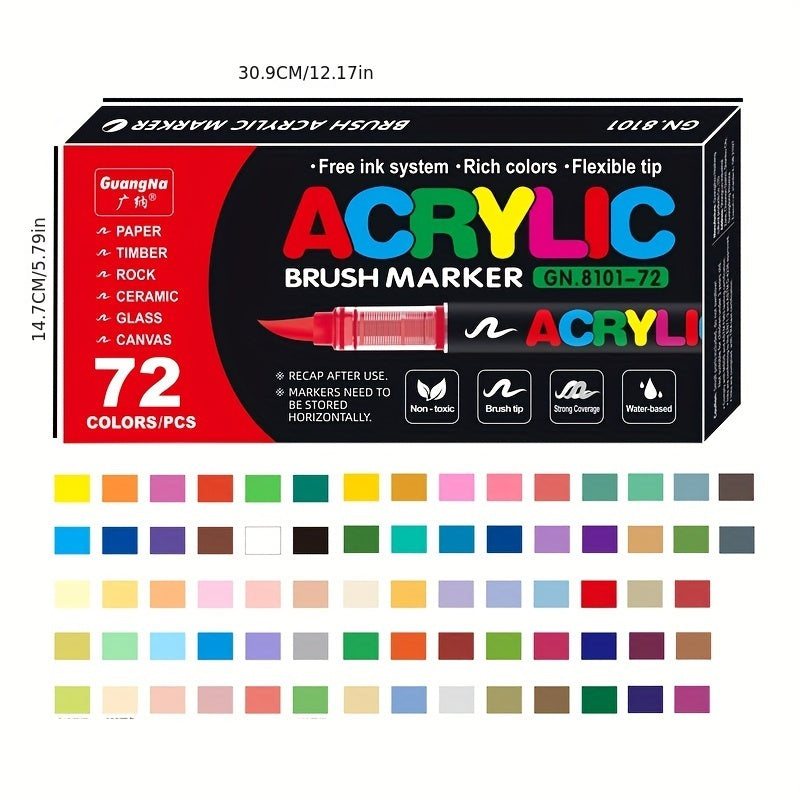 72 Marqueurs de Peinture Acrylique – Parfaits pour la Peinture Créative sur Diverses Surfaces