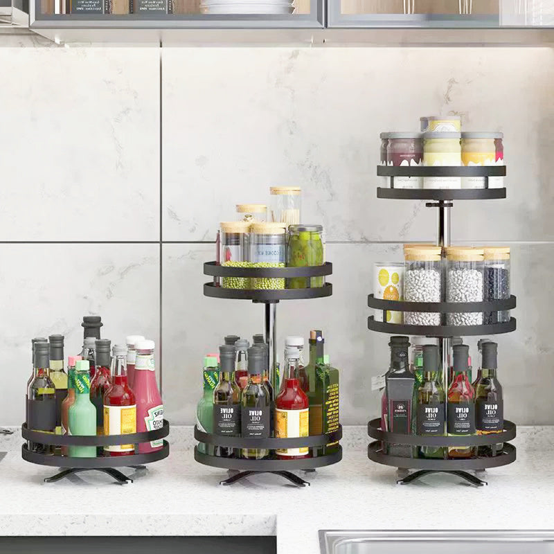 Organisateur de Condiments Luxe GourmetSphere | Support rotatif à 360° pour un espace cuisine optimal