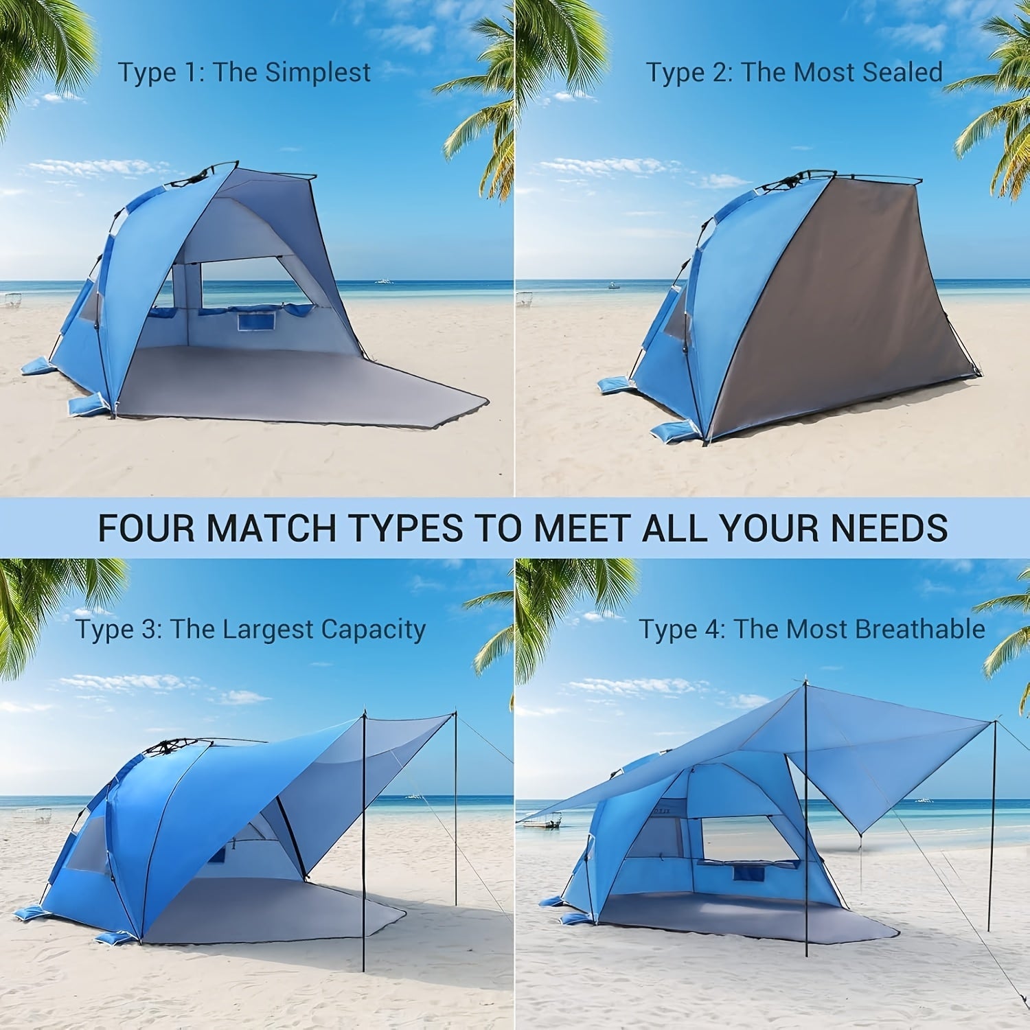 BreezeShield Tente de Plage – Légère et Spacieuse pour 4-6 Personnes