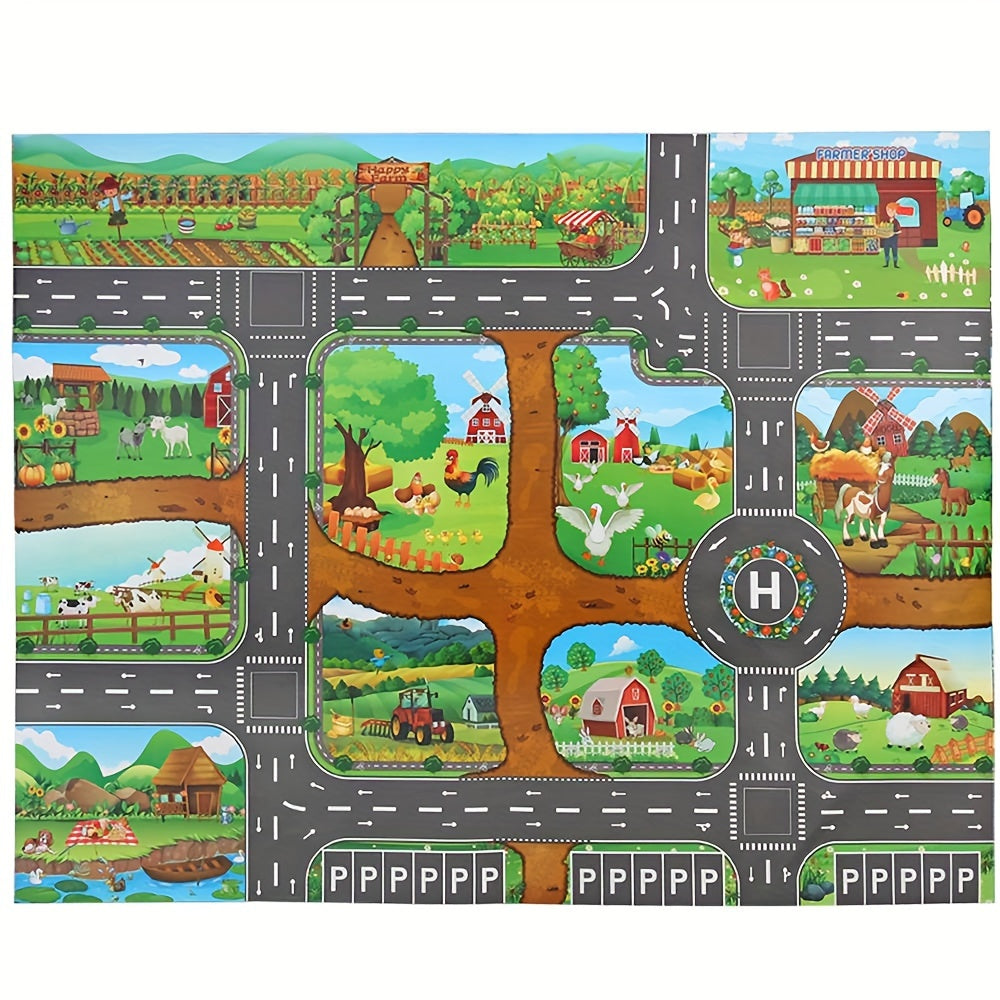 Tapis de Jeu Interactif Aventure – Découvrez la Ferme et la Circulation avec des Jouets