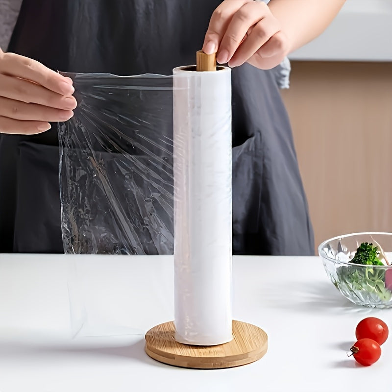 Support de Rouleau de Cuisine en Bambou avec Finition Naturelle – Élégant et Pratique pour le Comptoir