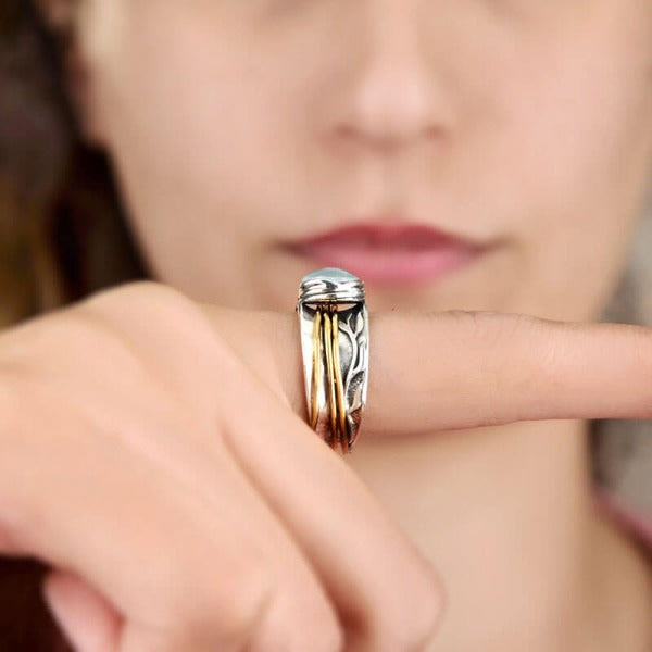 Bague Spinner en Aquamarine - Selene