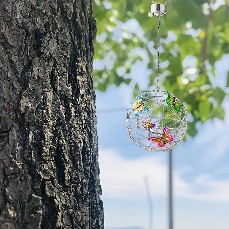Lanterne à Boule Papillon Solaire LuxeGlow | Lumière de jardin LED enchanteresse pour une ambiance extérieure captivante