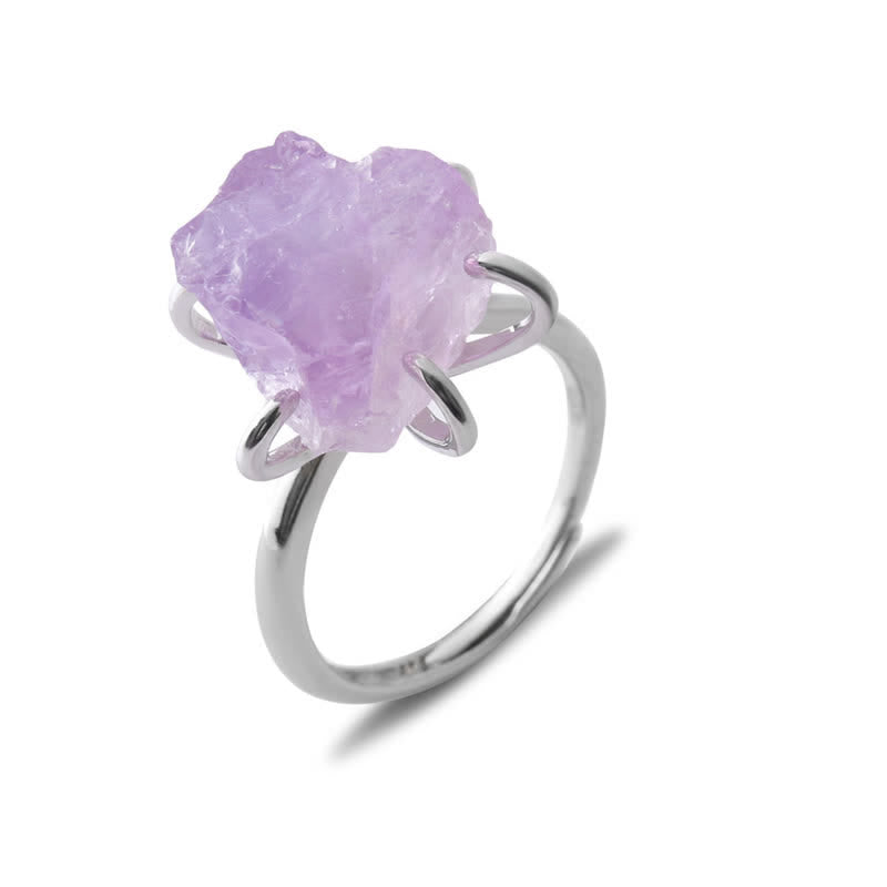 Bague Ajustable à Six Griffes avec Cristal Naturel – Liora