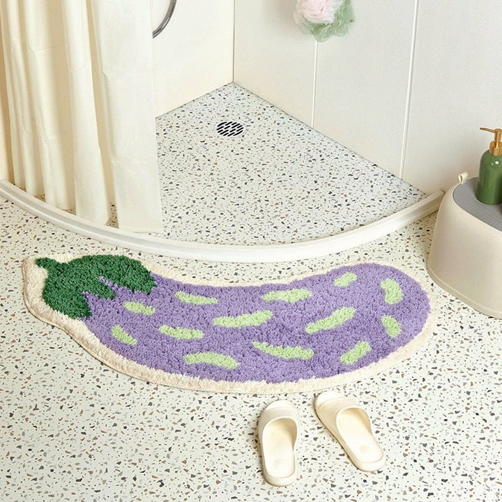 Tapis de bain antidérapant avec design de bananes ou d'aubergines - ZestPad