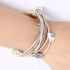 Bracelet en cuir naturel multicouche