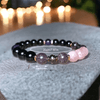 Bracelet en perles de quartz rose, obsidienne et améthyste de 8 mm - Aurora