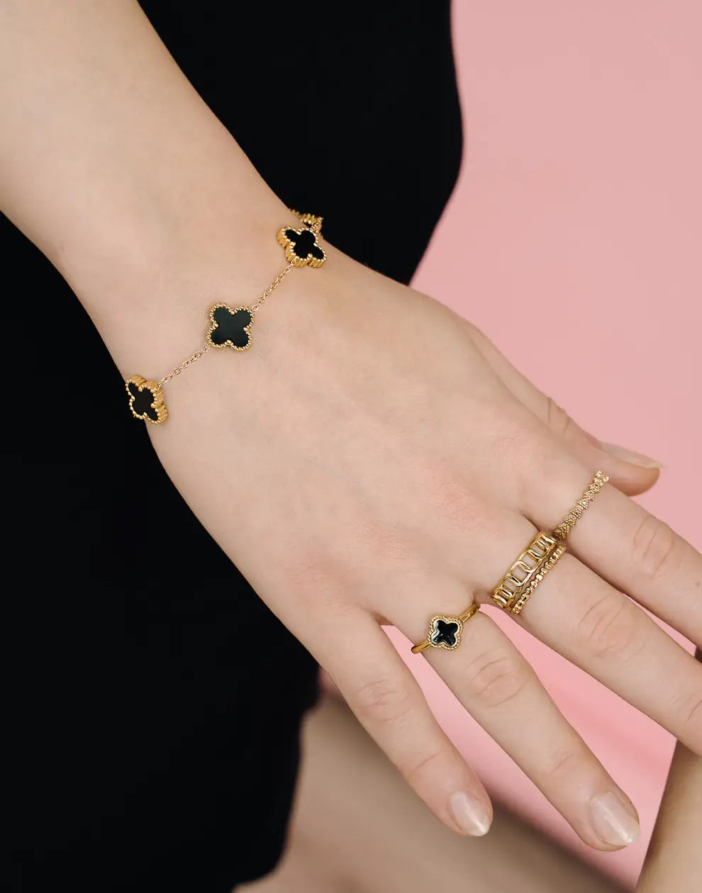BRACELET À QUINTE FEUILLES DE TRÈFLE