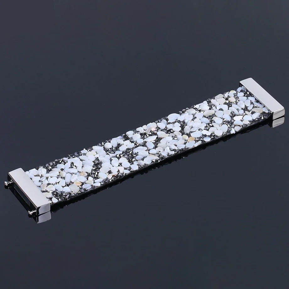 Bracelet en cuir avec cristaux en pierre naturelle
