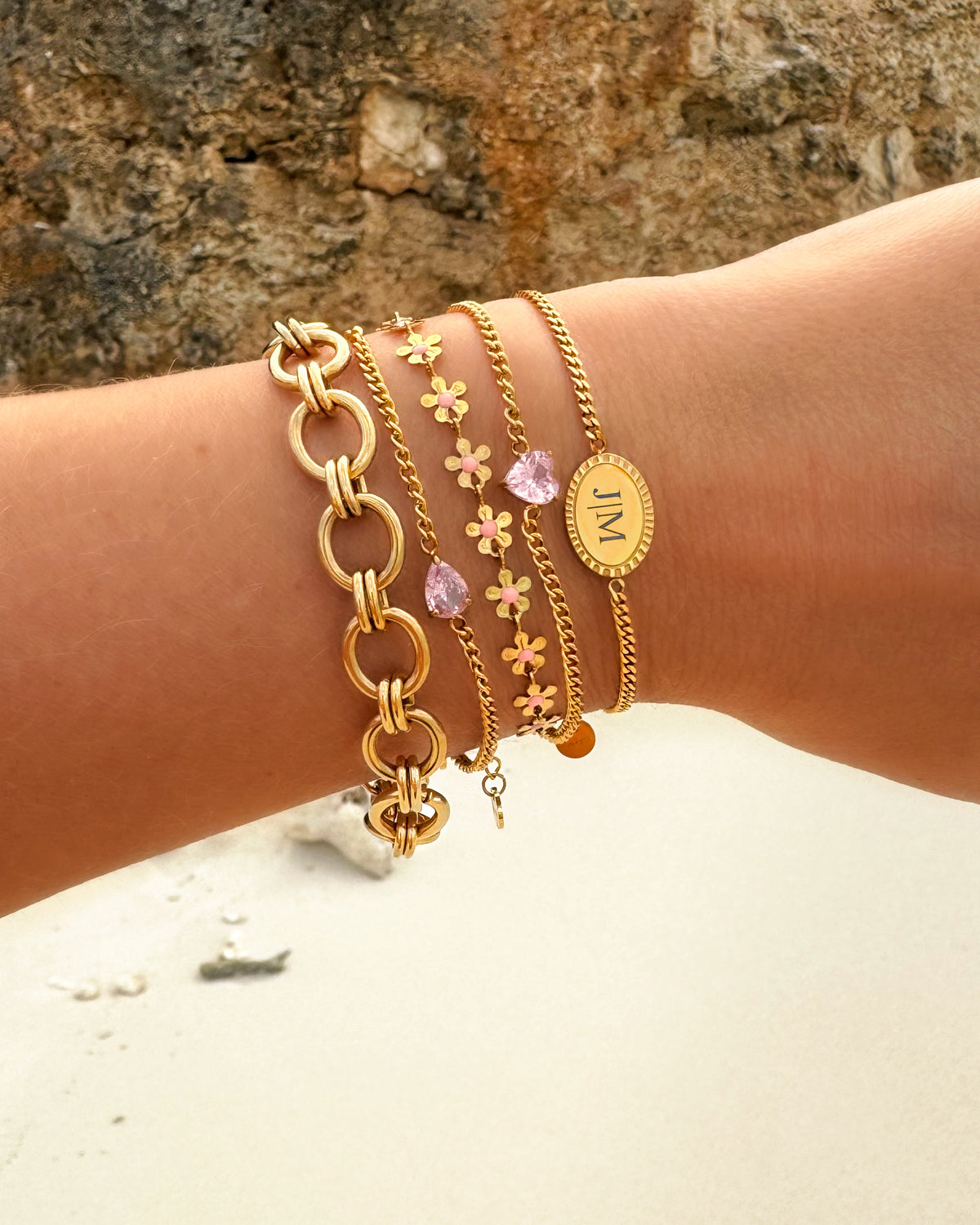 Bracelet en pierre de naissance en forme de cœur