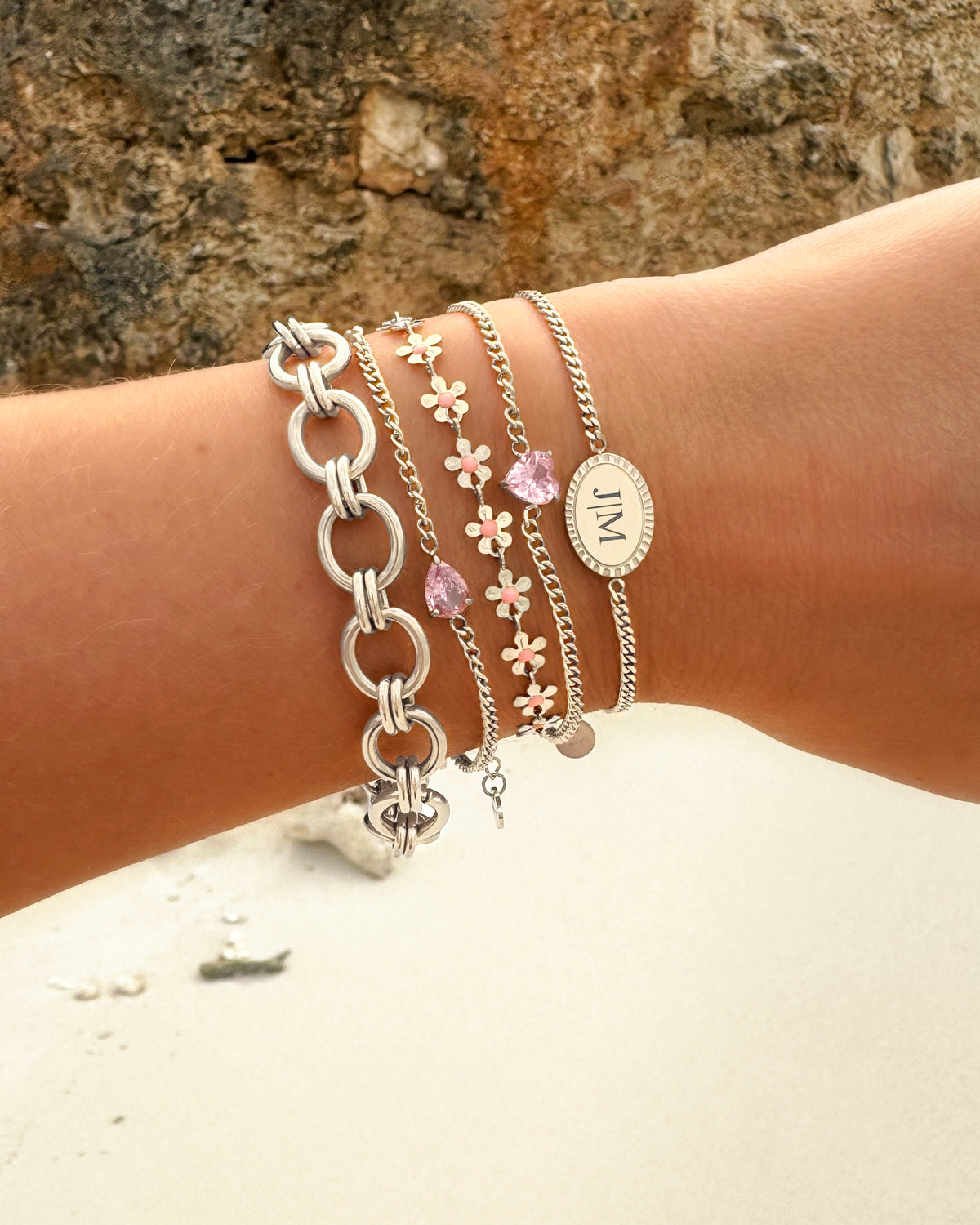 Bracelet en pierre de naissance en forme de cœur
