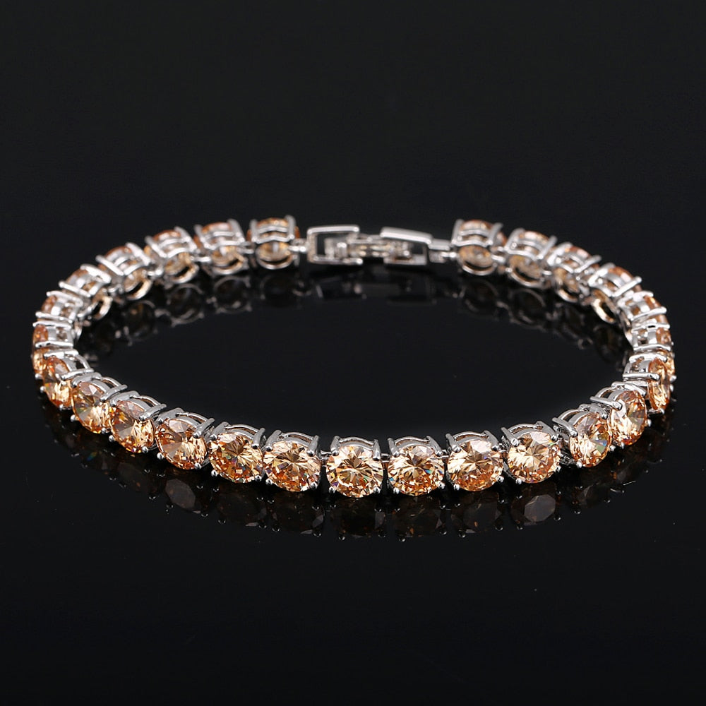 Bracelet de tennis avec cœur en cristal