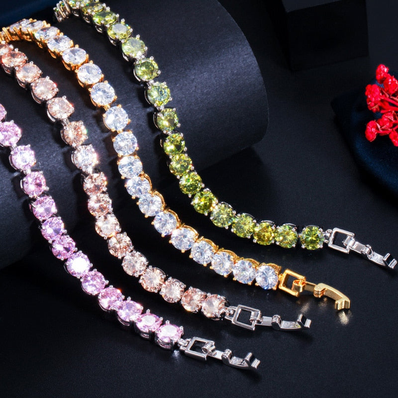 Bracelet de tennis avec cœur en cristal