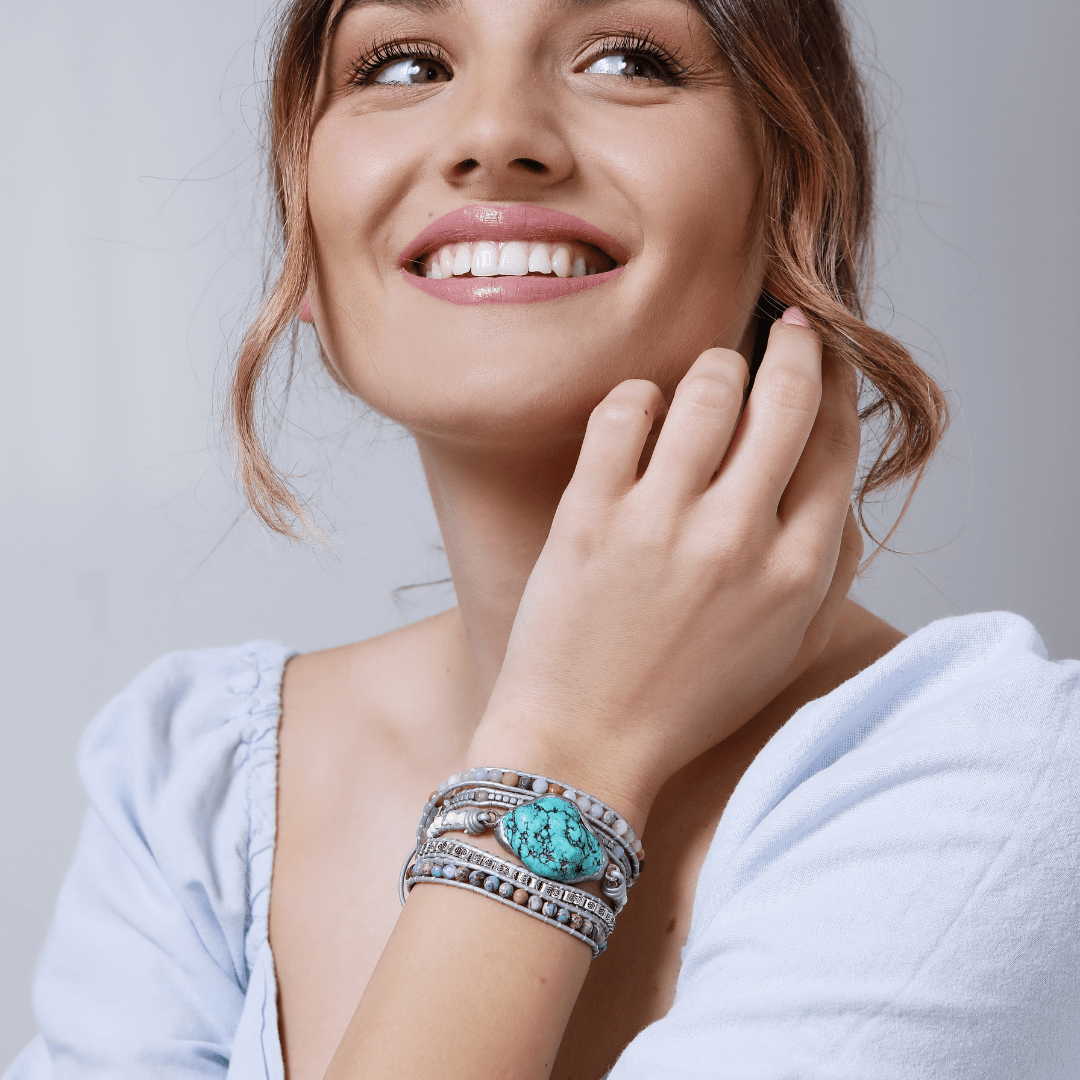 Bracelet enroulé de guérison et de protection en turquoise - Selina
