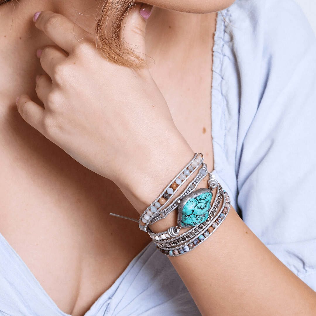 Bracelet enroulé de guérison et de protection en turquoise - Selina