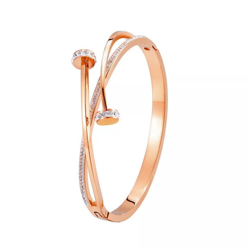 Bracelet en or avec tête de clou double