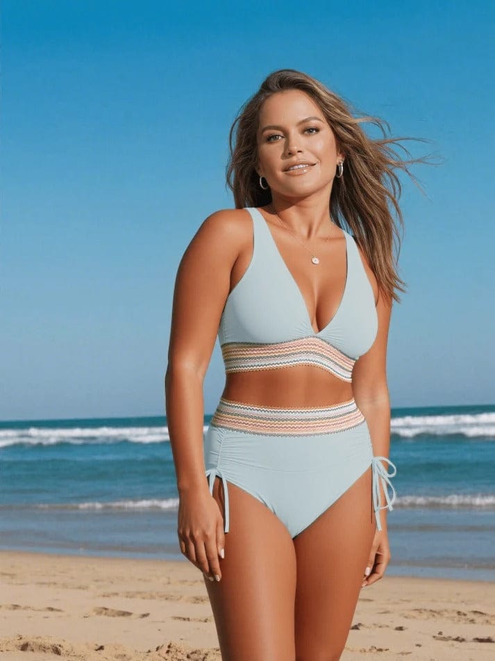 Bikini élégant, taille haute, sculptant