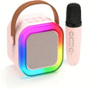 Système de haut-parleur de karaoké portable mini KaraokeLux | Élevez vos soirées à domicile avec des micros sans fil et des lumières disco LED éblouissantes, parfait pour offrir !
